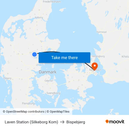 Laven Station (Silkeborg Kom) to Bispebjerg map