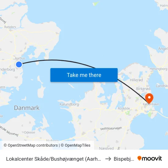Lokalcenter Skåde/Bushøjvænget (Aarhus Kom) to Bispebjerg map
