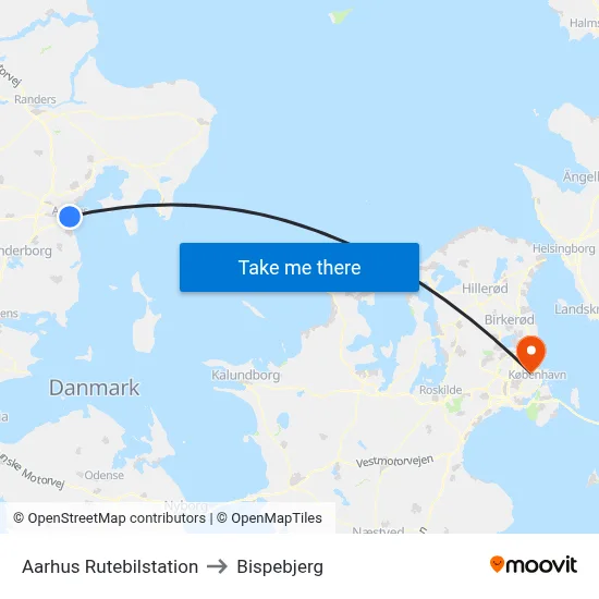 Aarhus Rutebilstation to Bispebjerg map