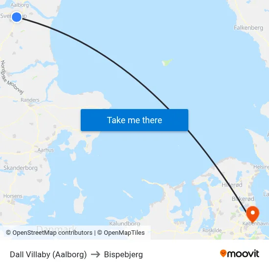 Dall Villaby (Aalborg) to Bispebjerg map