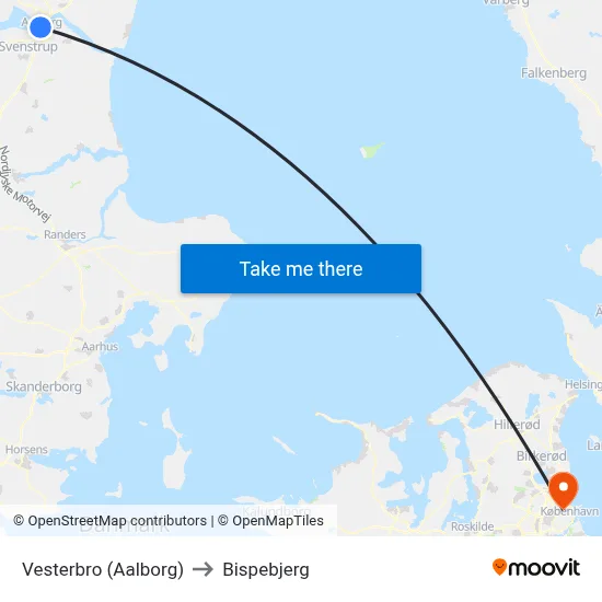 Vesterbro (Aalborg) to Bispebjerg map