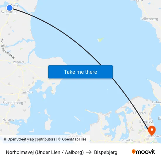 Nørholmsvej (Under Lien / Aalborg) to Bispebjerg map