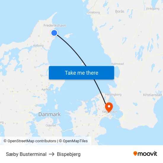 Sæby Busterminal to Bispebjerg map