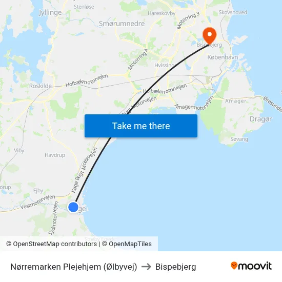 Nørremarken Plejehjem (Ølbyvej) to Bispebjerg map