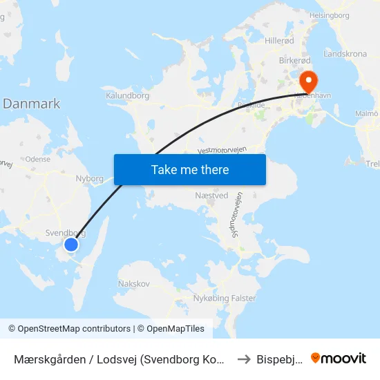 Mærskgården / Lodsvej (Svendborg Kommune) to Bispebjerg map