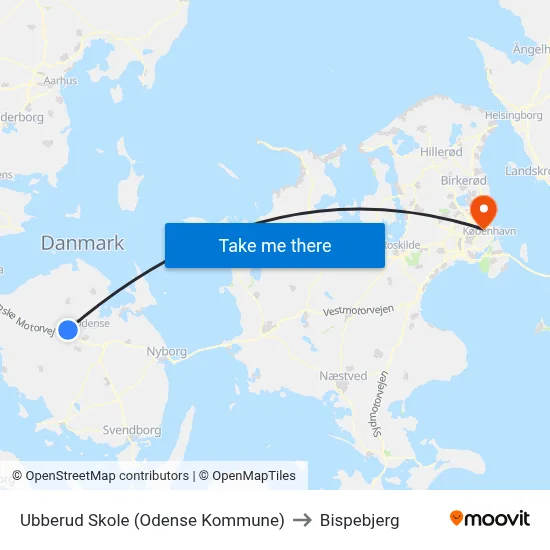 Ubberud Skole (Odense Kommune) to Bispebjerg map