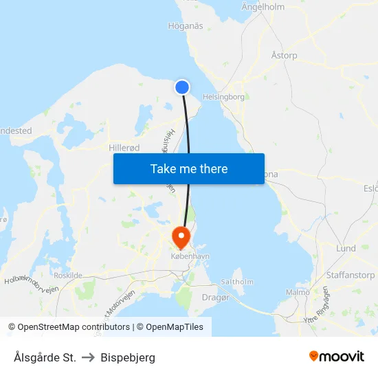 Ålsgårde St. to Bispebjerg map