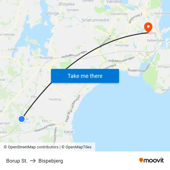 Borup St. to Bispebjerg map