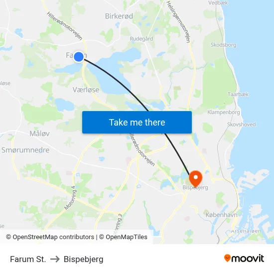 Farum St. to Bispebjerg map
