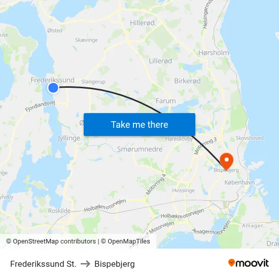 Frederikssund St. to Bispebjerg map
