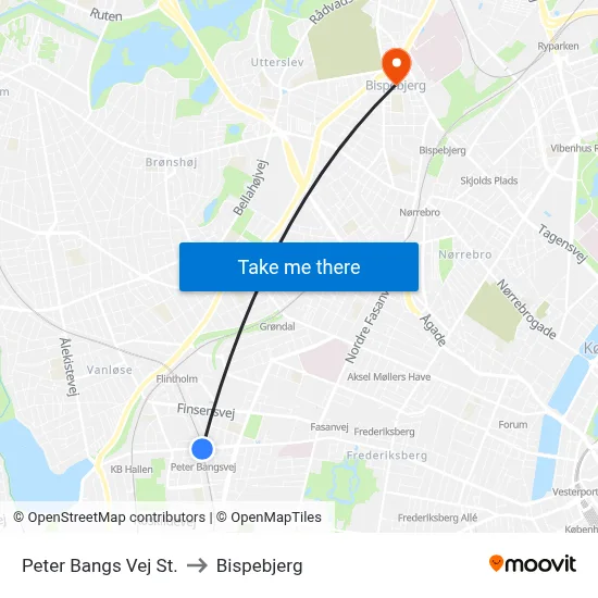 Peter Bangs Vej St. to Bispebjerg map