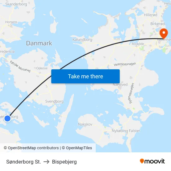 Sønderborg St. to Bispebjerg map