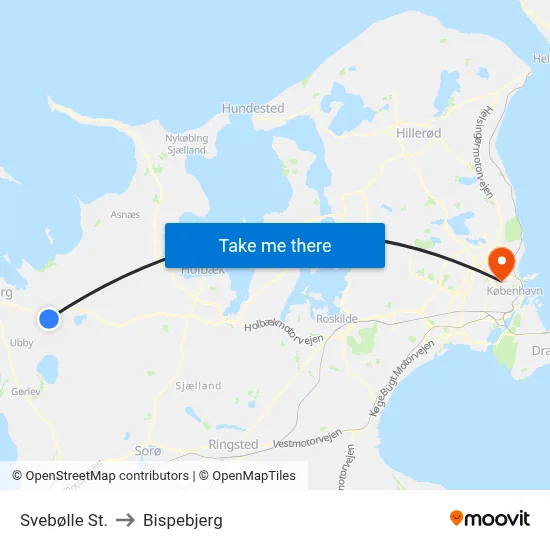 Svebølle St. to Bispebjerg map