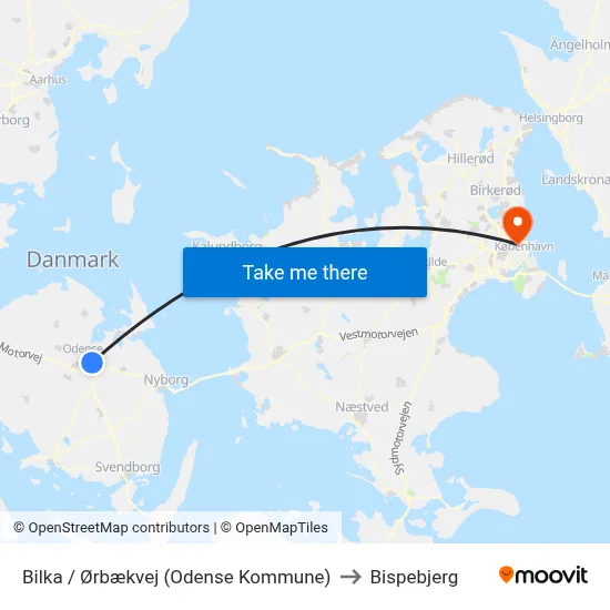 Bilka / Ørbækvej (Odense Kommune) to Bispebjerg map