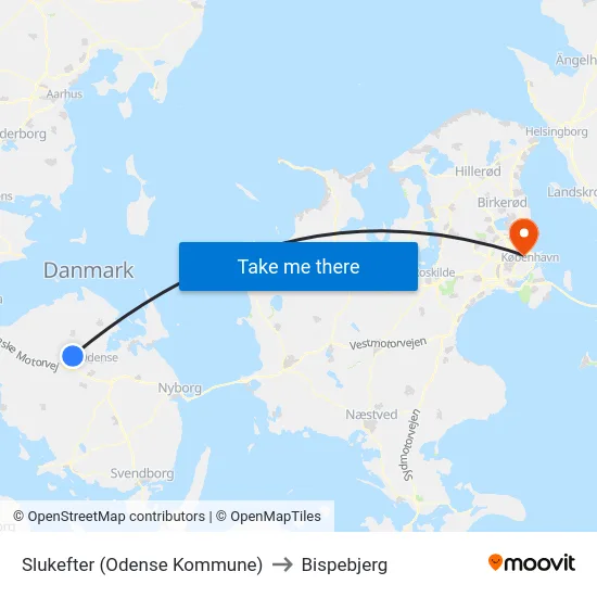 Slukefter (Odense Kommune) to Bispebjerg map