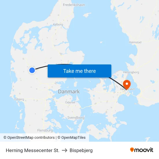 Herning Messecenter St. to Bispebjerg map