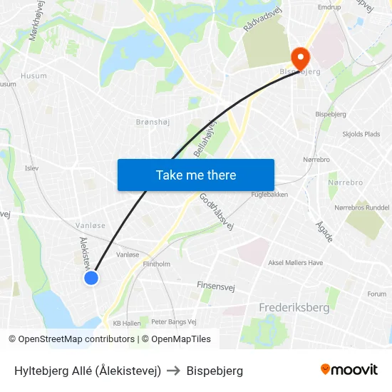Hyltebjerg Allé (Ålekistevej) to Bispebjerg map