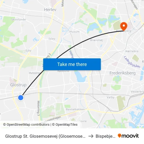 Glostrup St. Glosemosevej (Glosemosevej) to Bispebjerg map