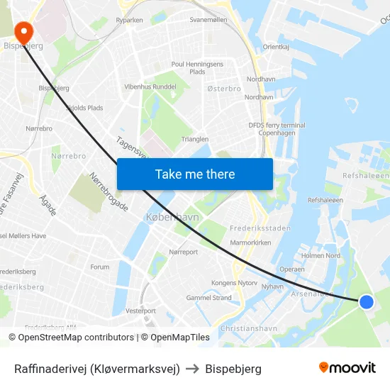 Raffinaderivej (Kløvermarksvej) to Bispebjerg map