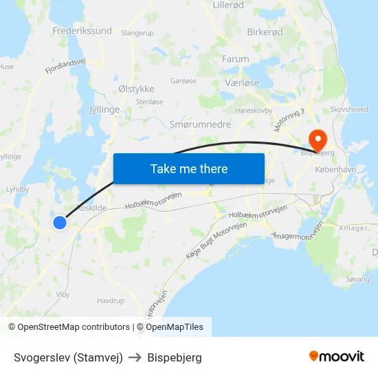 Svogerslev (Stamvej) to Bispebjerg map