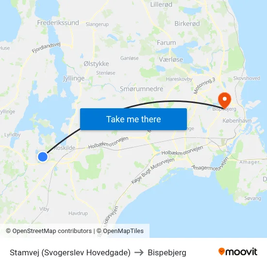 Stamvej (Svogerslev Hovedgade) to Bispebjerg map