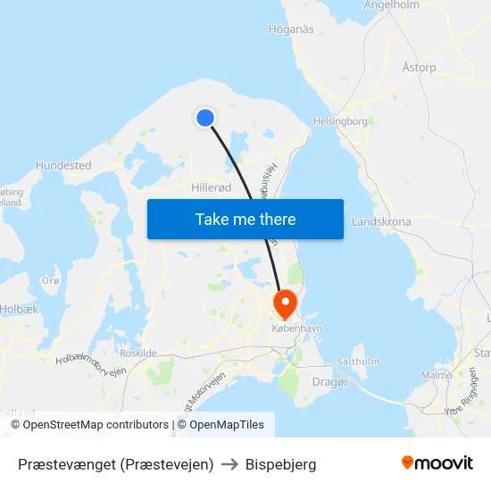 Præstevænget (Præstevejen) to Bispebjerg map