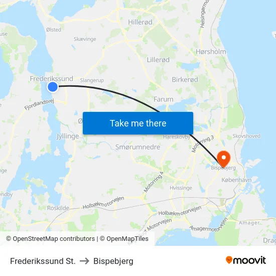 Frederikssund St. to Bispebjerg map