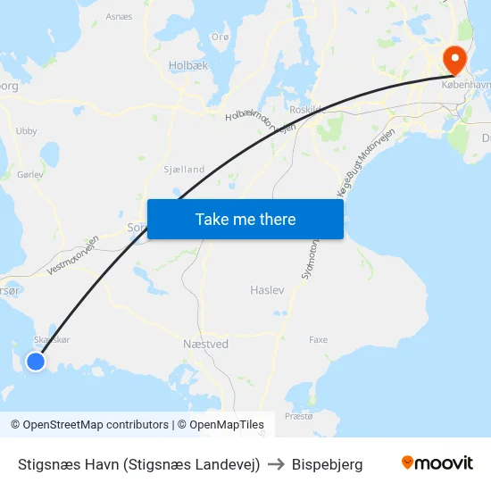 Stigsnæs Havn (Stigsnæs Landevej) to Bispebjerg map