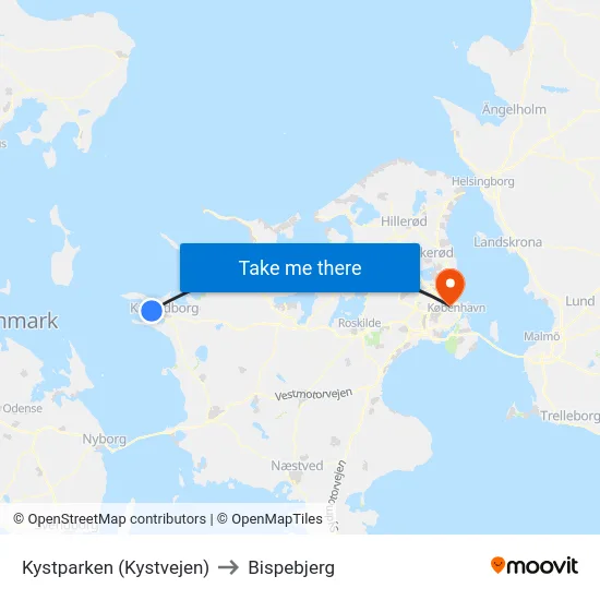 Kystparken (Kystvejen) to Bispebjerg map