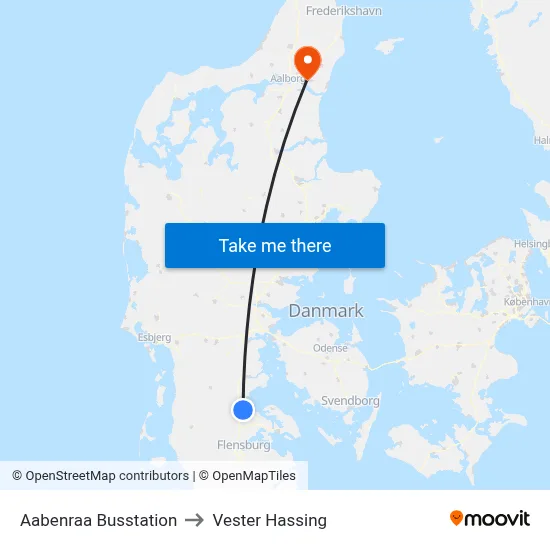 Aabenraa Busstation to Vester Hassing map