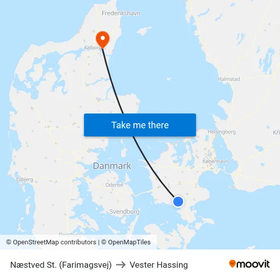 Næstved St. (Farimagsvej) to Vester Hassing map