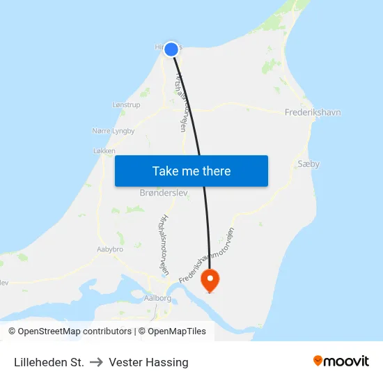 Lilleheden St. to Vester Hassing map