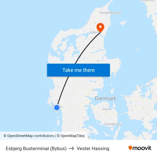 Esbjerg Busterminal (Bybus) to Vester Hassing map