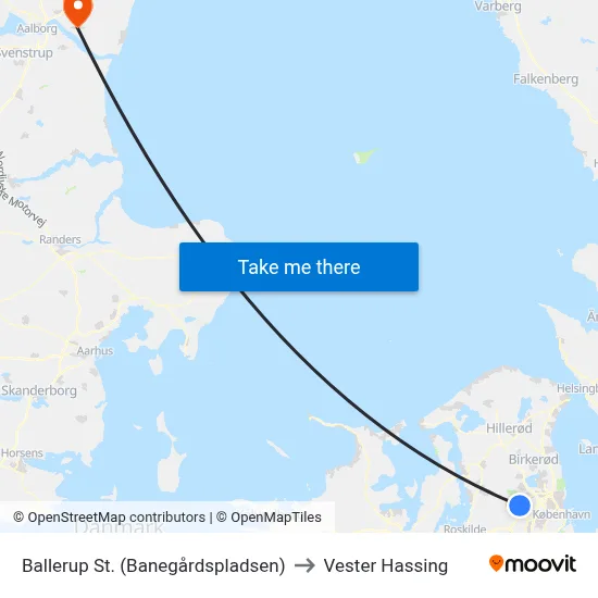 Ballerup St. (Banegårdspladsen) to Vester Hassing map
