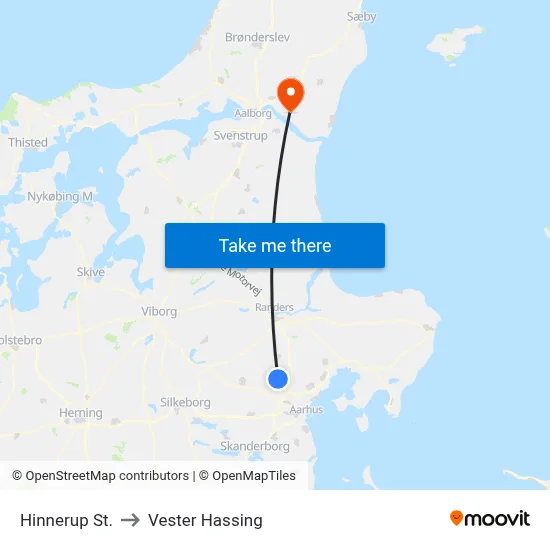 Hinnerup St. to Vester Hassing map