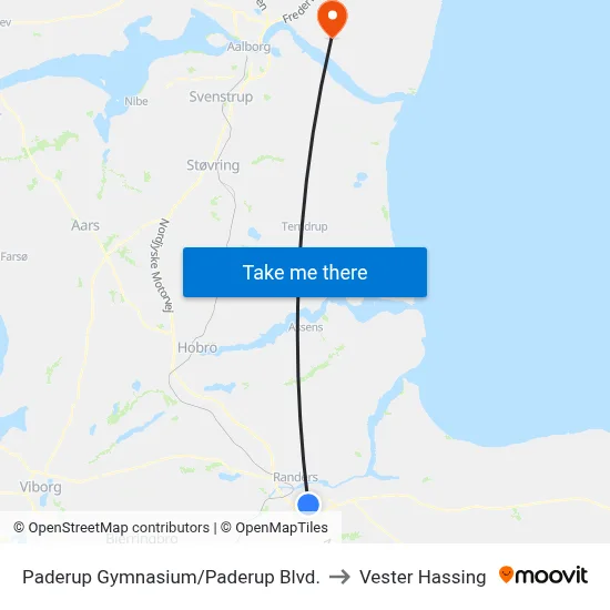 Paderup Gymnasium/Paderup Blvd. to Vester Hassing map