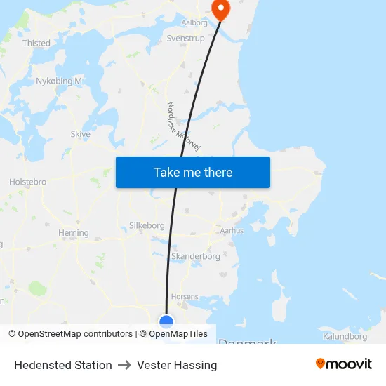 Hedensted Station to Vester Hassing map