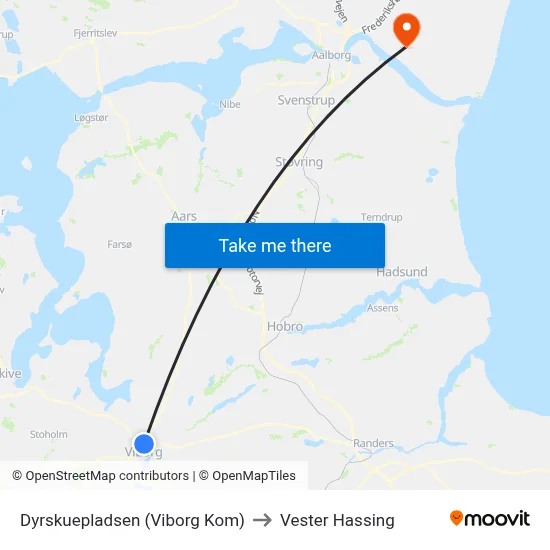 Dyrskuepladsen (Viborg Kom) to Vester Hassing map
