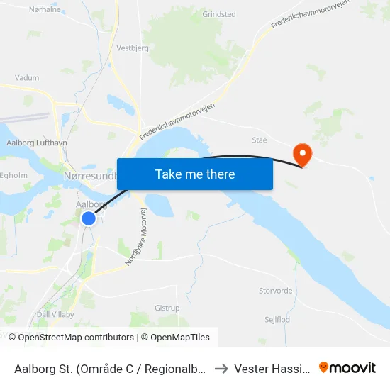 Aalborg St. (Område C / Regionalbus) to Vester Hassing map