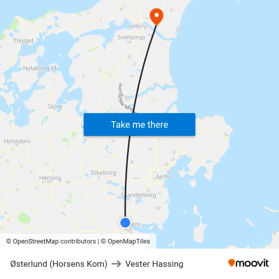 Østerlund (Horsens Kom) to Vester Hassing map