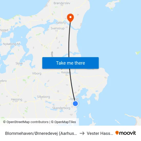 Blommehaven/Ørneredevej (Aarhus Kom) to Vester Hassing map
