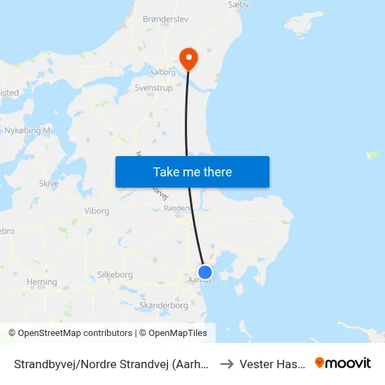 Strandbyvej/Nordre Strandvej (Aarhus Kom) to Vester Hassing map