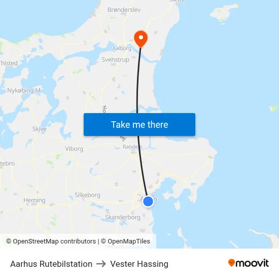 Aarhus Rutebilstation to Vester Hassing map