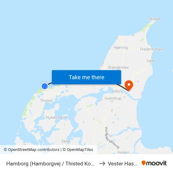 Hamborg (Hamborgvej / Thisted Kommune) to Vester Hassing map