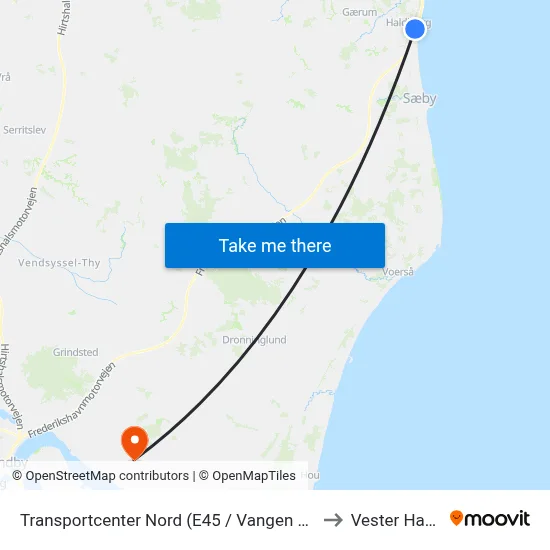 Transportcenter Nord (E45 / Vangen / Fr.Havn K.) to Vester Hassing map