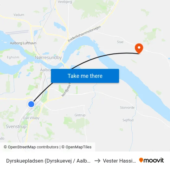 Dyrskuepladsen (Dyrskuevej / Aalborg) to Vester Hassing map