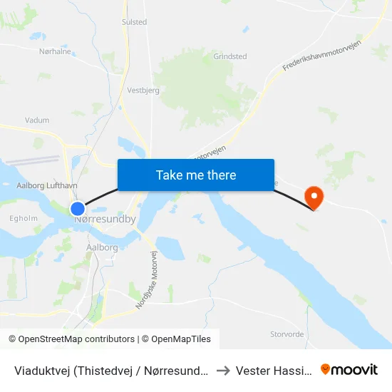 Viaduktvej (Thistedvej / Nørresundby) to Vester Hassing map
