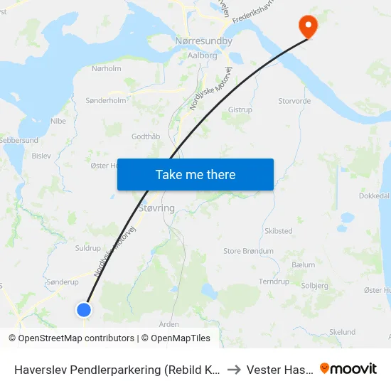 Haverslev Pendlerparkering (Rebild Kommune) to Vester Hassing map