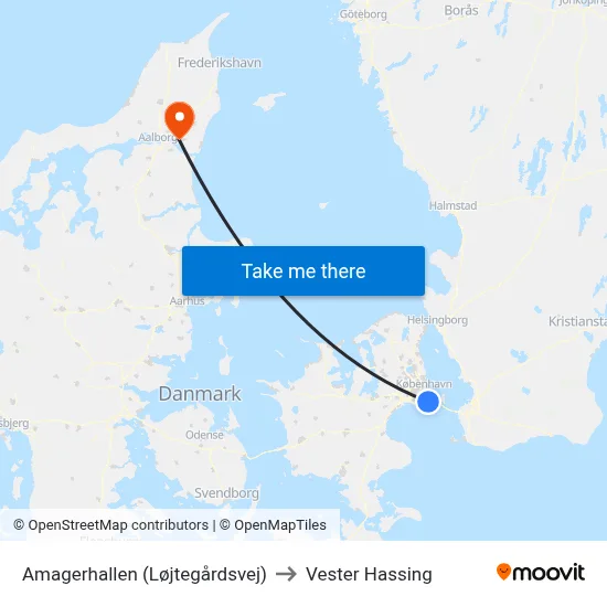 Amagerhallen (Løjtegårdsvej) to Vester Hassing map