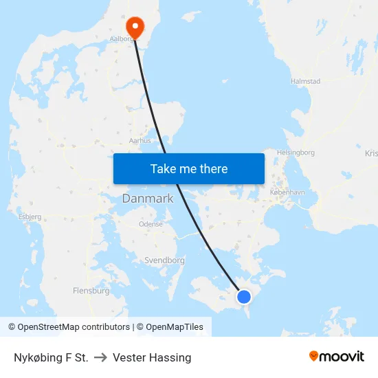 Nykøbing F St. to Vester Hassing map
